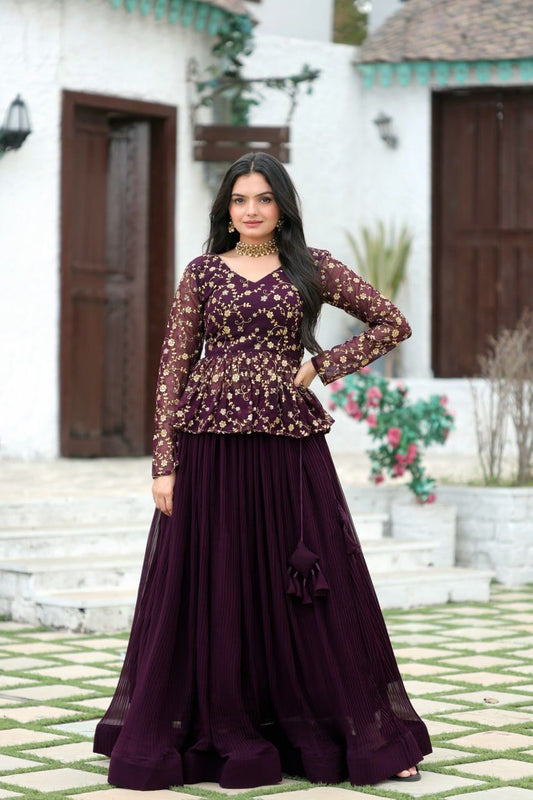 Lehenga avec plis écrasés