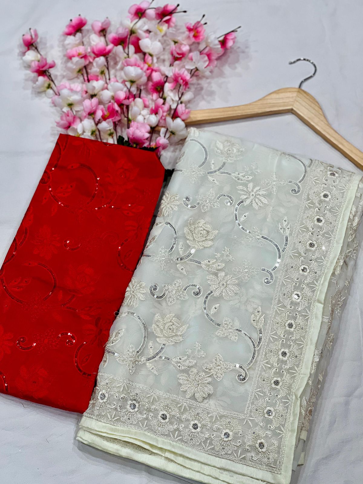 Sari en Georgette fleurie