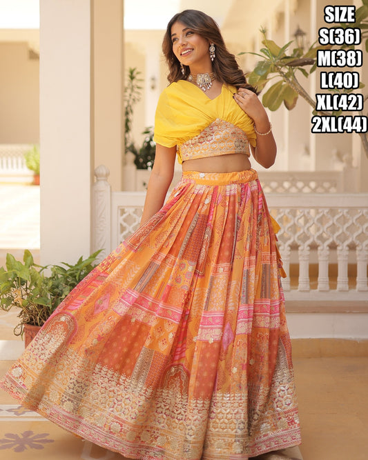 Lehenga en soie russe riche