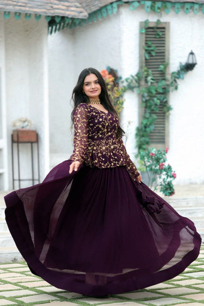 Lehenga with crushed pleats