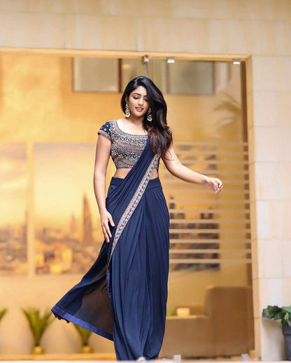 Sari avec un motifs de broderie Bollywood