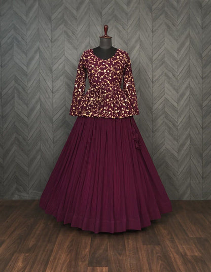 Lehenga with crushed pleats