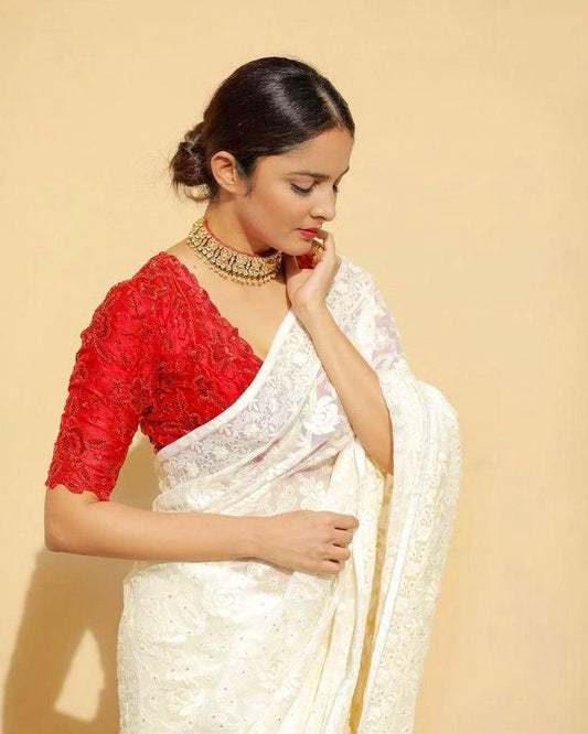 Sari en Georgette fleurie