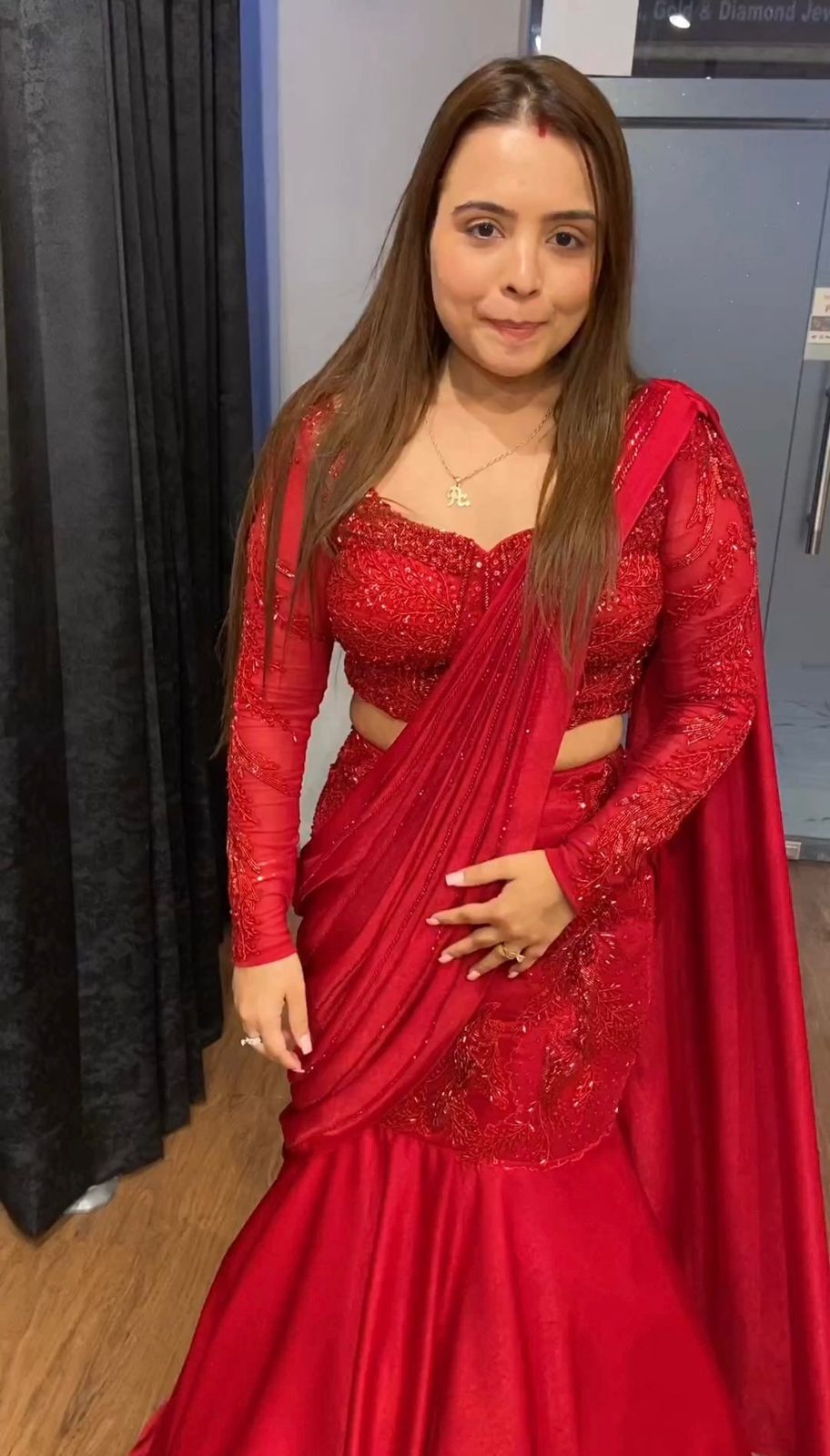 Sari Lehngha en soie de soirée