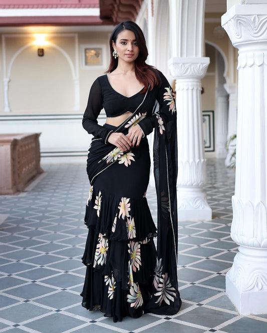 Sari Lehenga fleuri