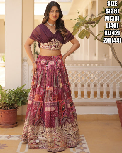 Lehenga en soie russe riche