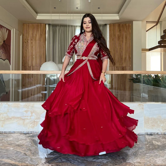 Lehenga sari en soie Fiyona