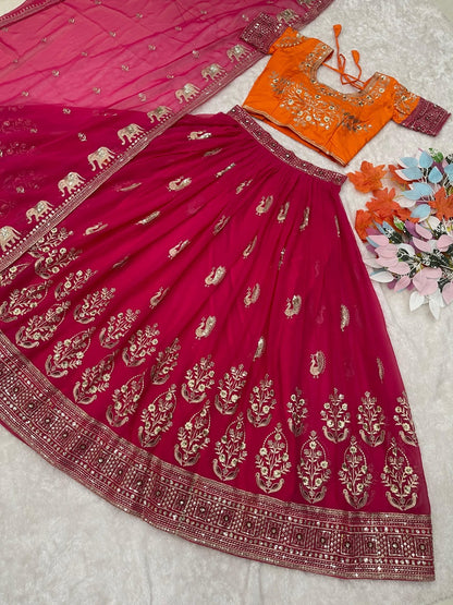 Lehenga en Georgette de renard