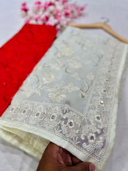 Sari en Georgette fleurie
