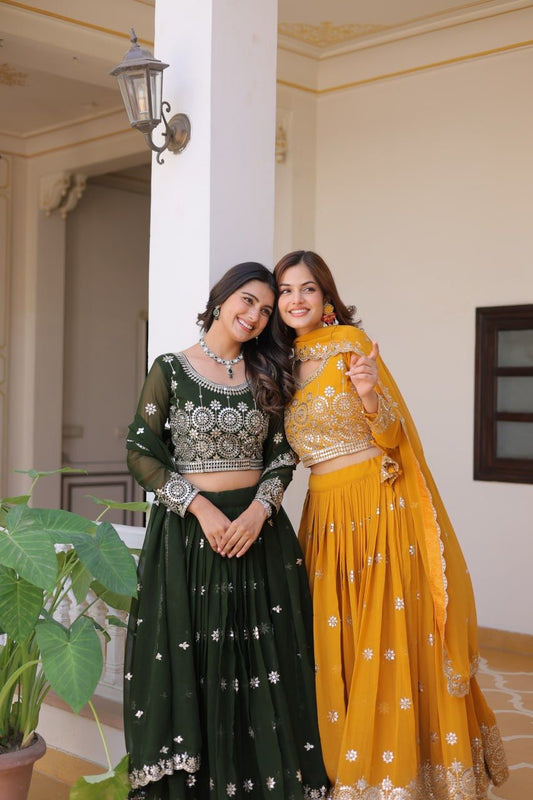 Lehenga en Georgette épaisse en renard