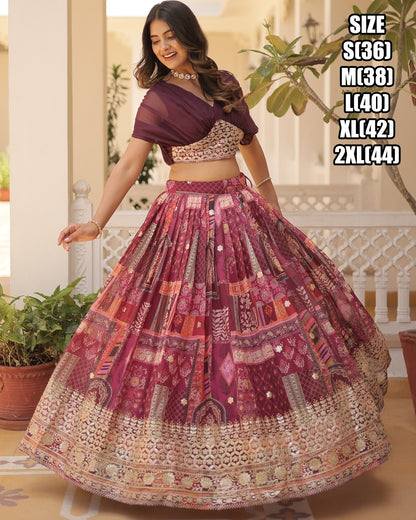 Lehenga en soie russe riche
