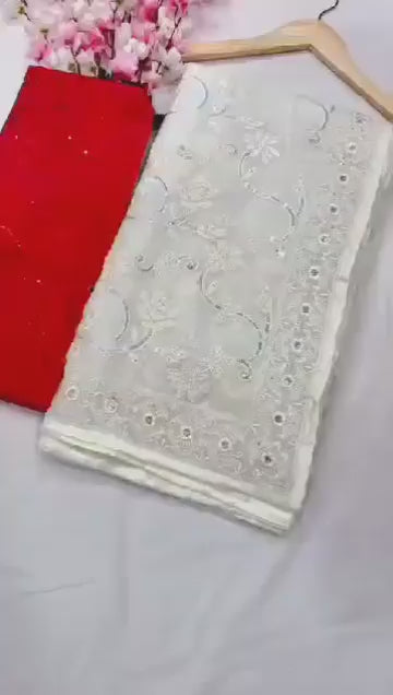 Sari en Georgette fleurie