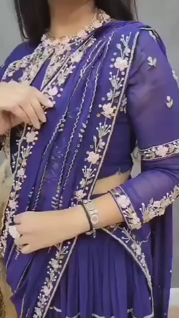 Sari Lehenga en fausse Georgette