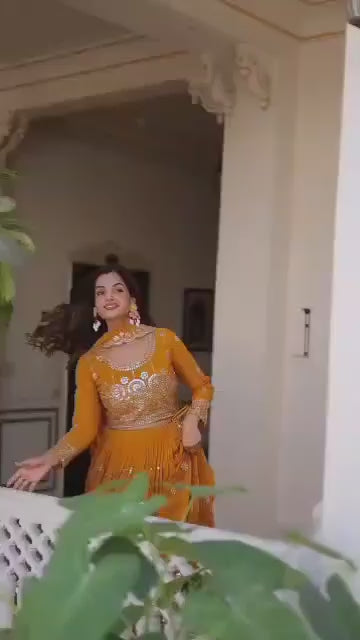 Lehenga en Georgette épaisse en renard