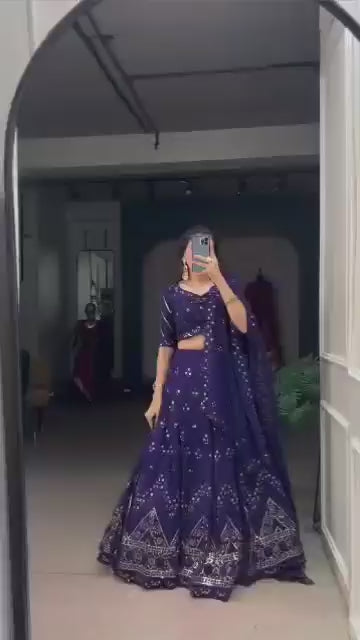 Georgette Lehenga with Sequins