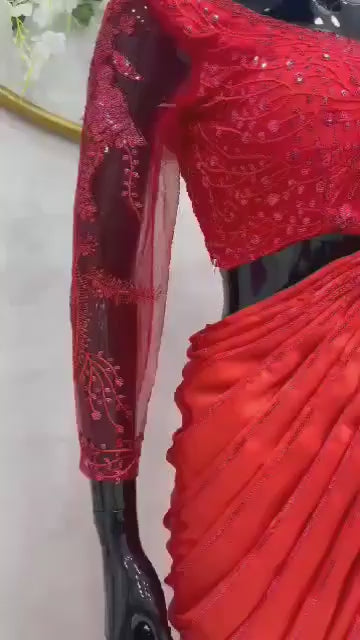 Sari Lehngha en soie de soirée