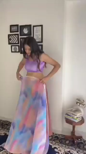 Sari en Georgette froissée