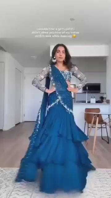 Sari Lehenga en Gorgette Foux